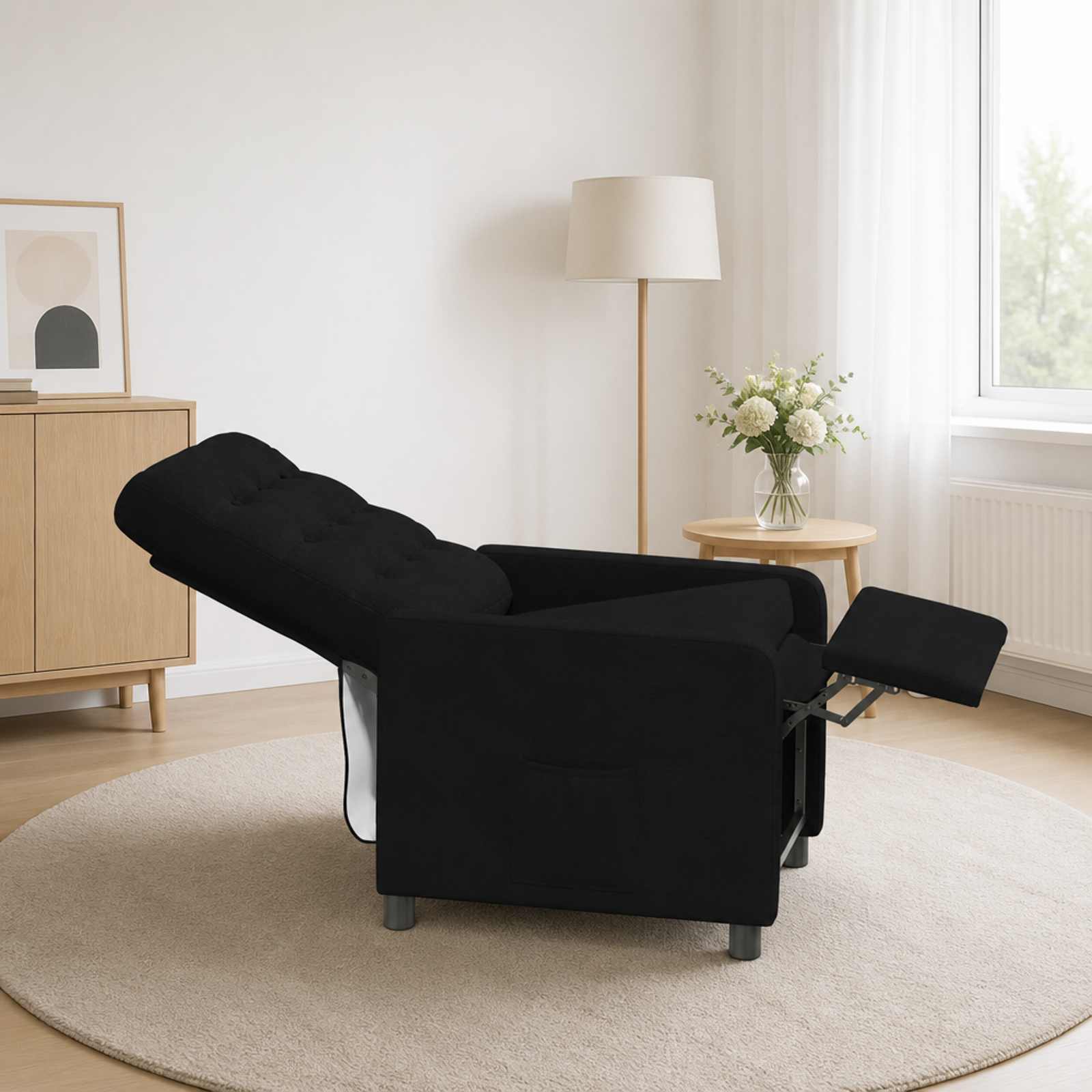 Fotel ágy fekete 65 x 93 x 102 cm szövet