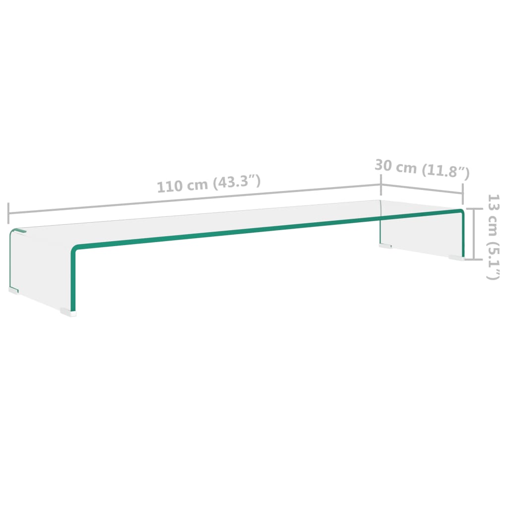 Átlátszó üveg tv/monitor állvány 110x30x13 cm Átlátszó üveg tv/monitor állvány 110x30x13 cm