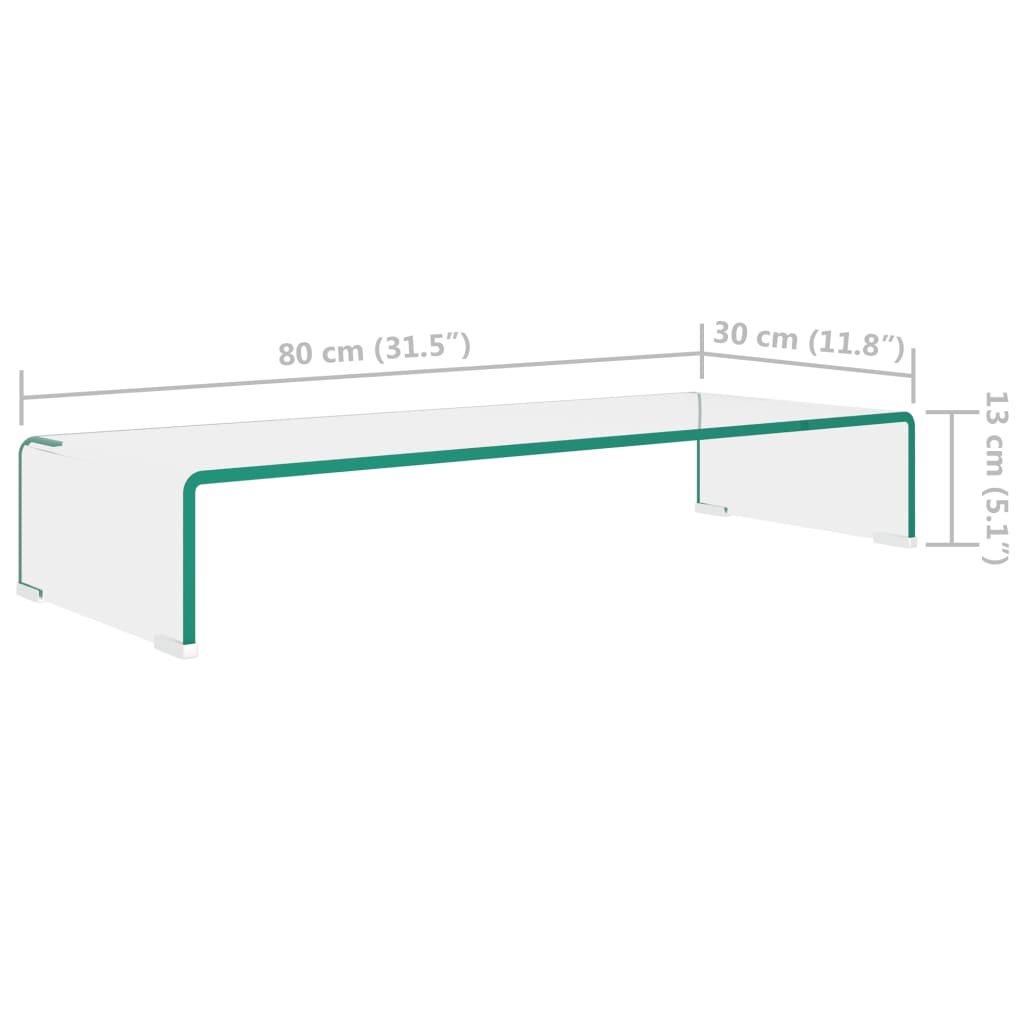 Átlátszó üveg tv/monitor állvány 80x30x13 cm