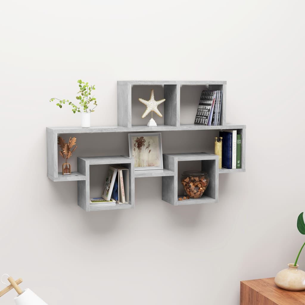 Autó alakú betonszürke forgácslap fali polc 82 x 15 x 51 cm