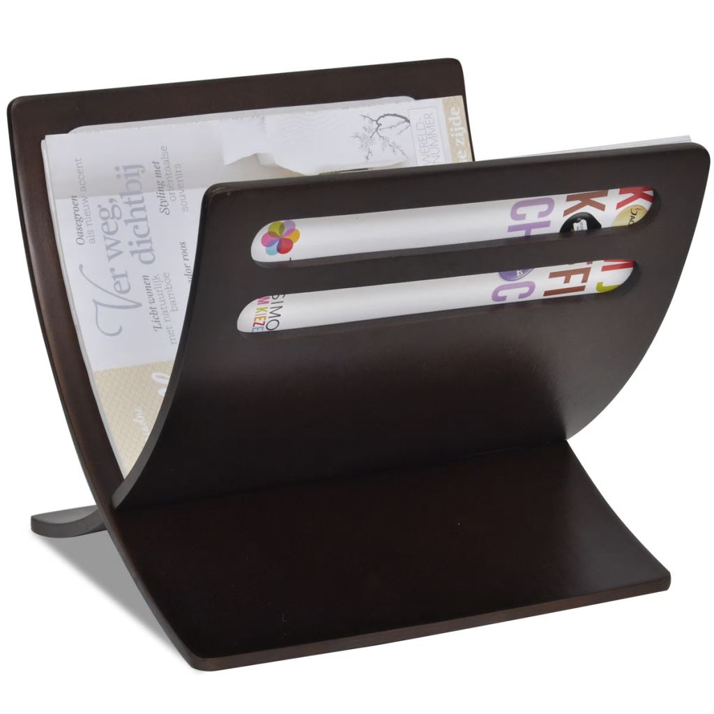 Barna álló fa újságtartó állvány