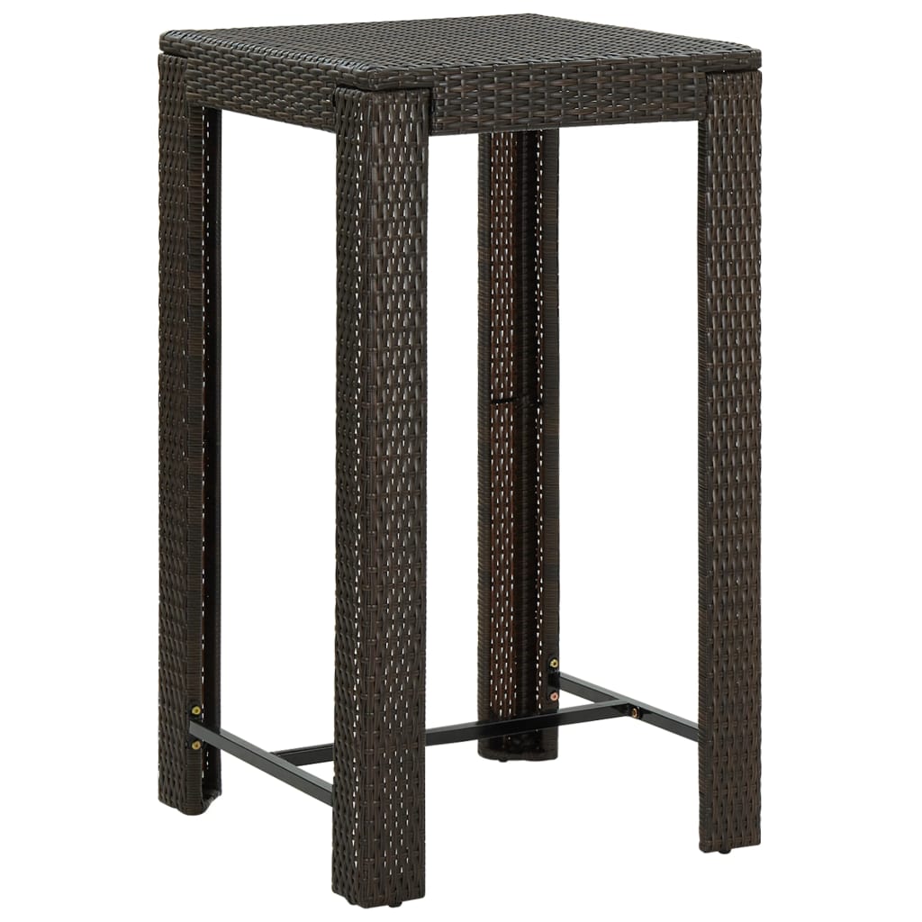 Barna polyrattan kerti bárasztal 60,5 x 60,5 x 110,5 cm Barna polyrattan kerti bárasztal 60,5 x 60,5 x 110,5 cm