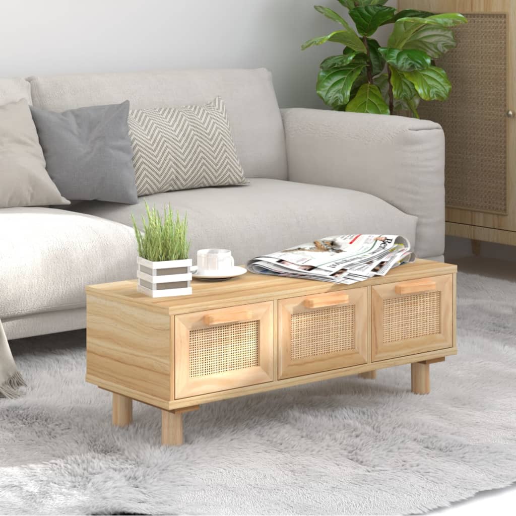 Barna szerelt fa és tömör fenyőfa dohányzóasztal 80x40x30 cm