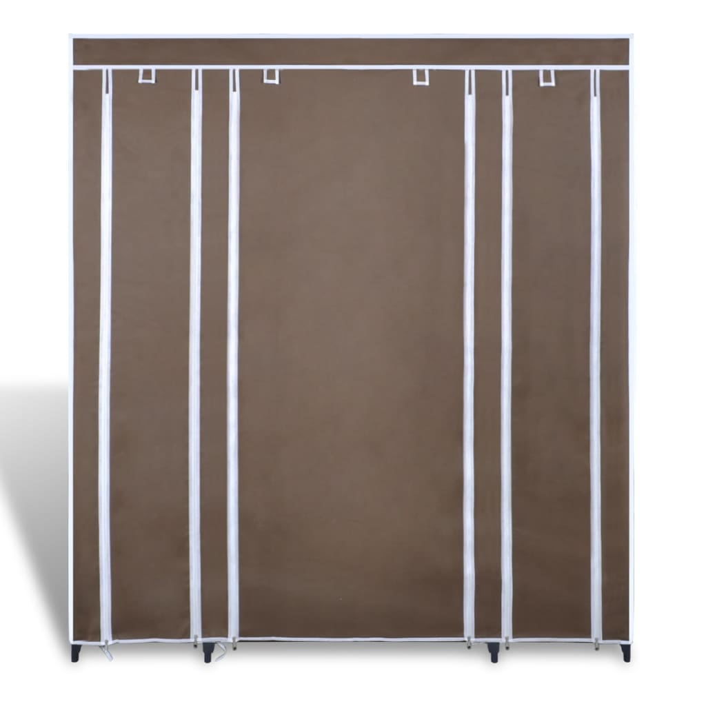 Barna szövet ruhásszekrény tárolórekeszekkel 45x150x176 cm
