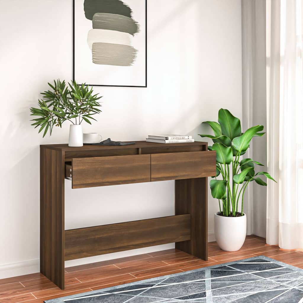 Barna tölgy színű forgácslap tálalóasztal 100 x 35 x 76,5 cm