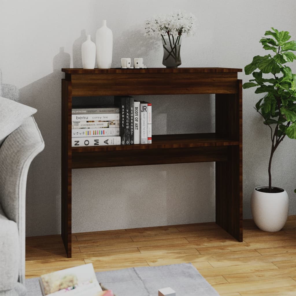 Barna tölgy színű szerelt fa tálalóasztal 80 x 30 x 80 cm