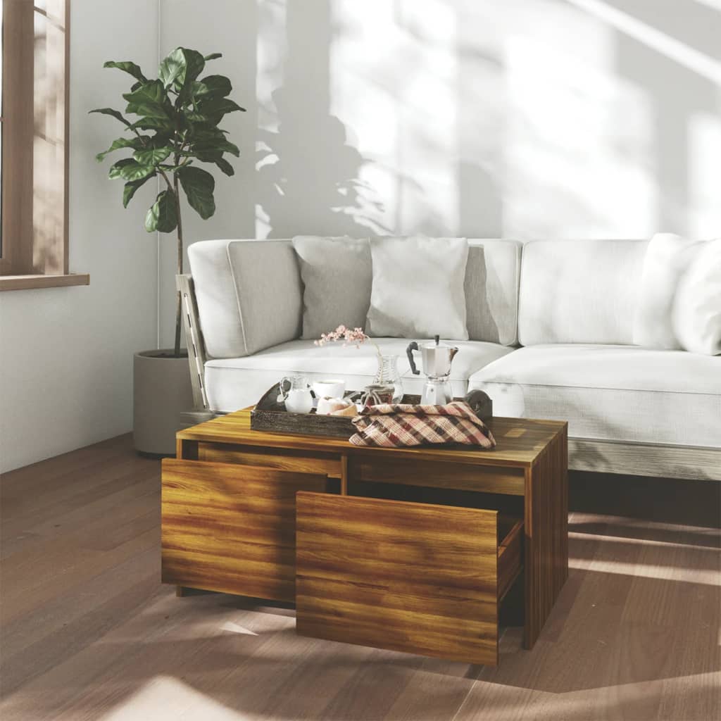 Barna tölgyszínű forgácslap dohányzóasztal 90 x 50 x 41,5 cm Barna tölgyszínű forgácslap dohányzóasztal 90 x 50 x 41,5 cm