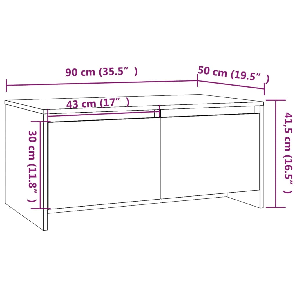 Barna tölgyszínű forgácslap dohányzóasztal 90 x 50 x 41,5 cm Barna tölgyszínű forgácslap dohányzóasztal 90 x 50 x 41,5 cm