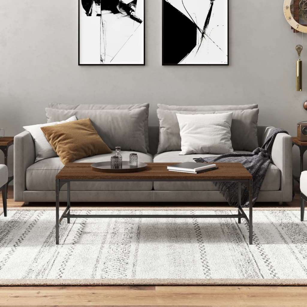 Barna tölgyszínű szerelt fa dohányzóasztal 100 x 50 x 35 cm Barna tölgyszínű szerelt fa dohányzóasztal 100 x 50 x 35 cm