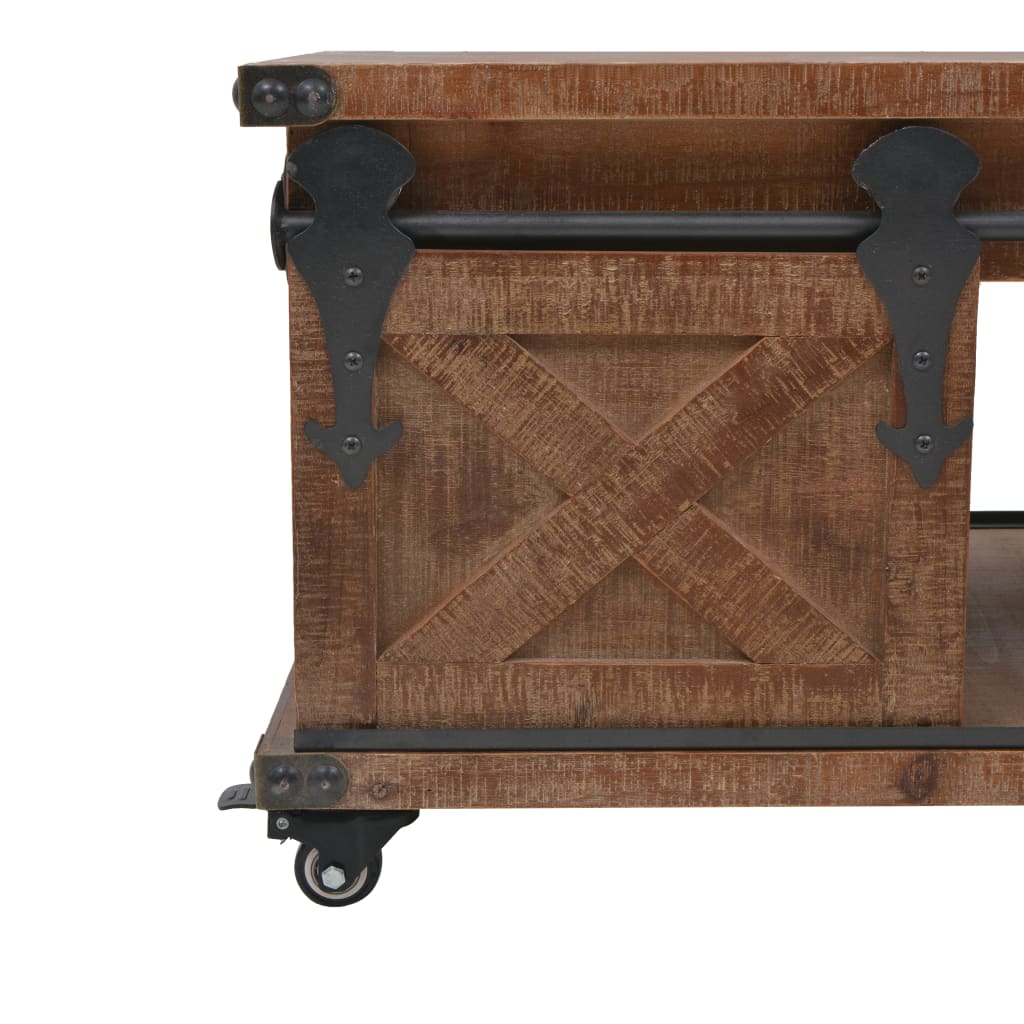 Barna tömör fenyő dohányzóasztal 91 x 51 x 38 cm