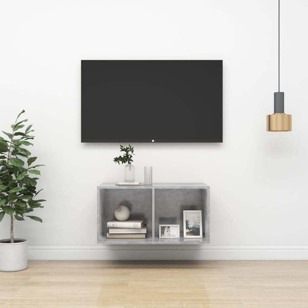 Betonszürke falra szerelhető forgácslap tv-szekrény 37x37x72 cm Betonszürke falra szerelhető forgácslap tv-szekrény 37x37x72 cm