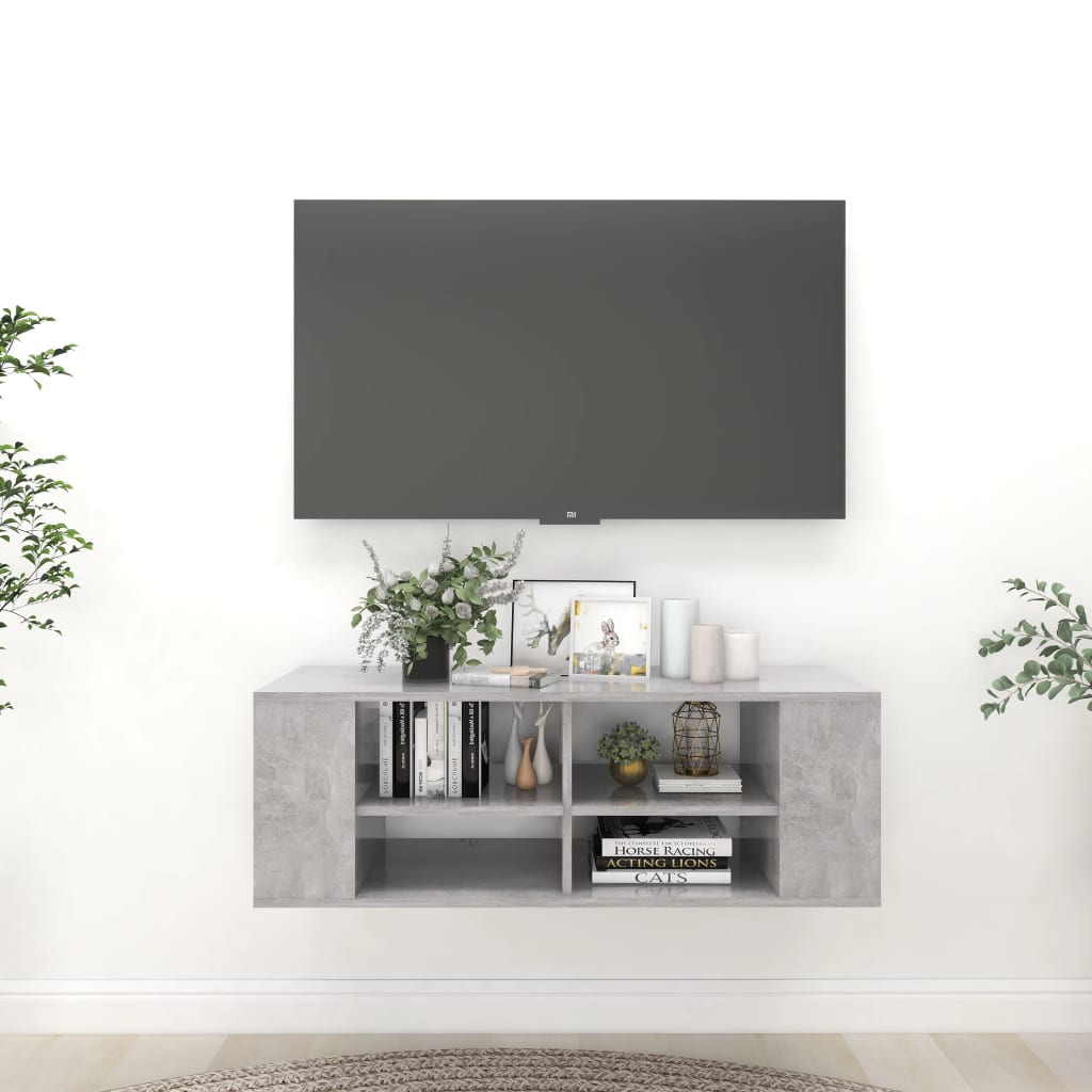 Betonszürke falra szerelhető tv-szekrény 102 x 35 x 35 cm