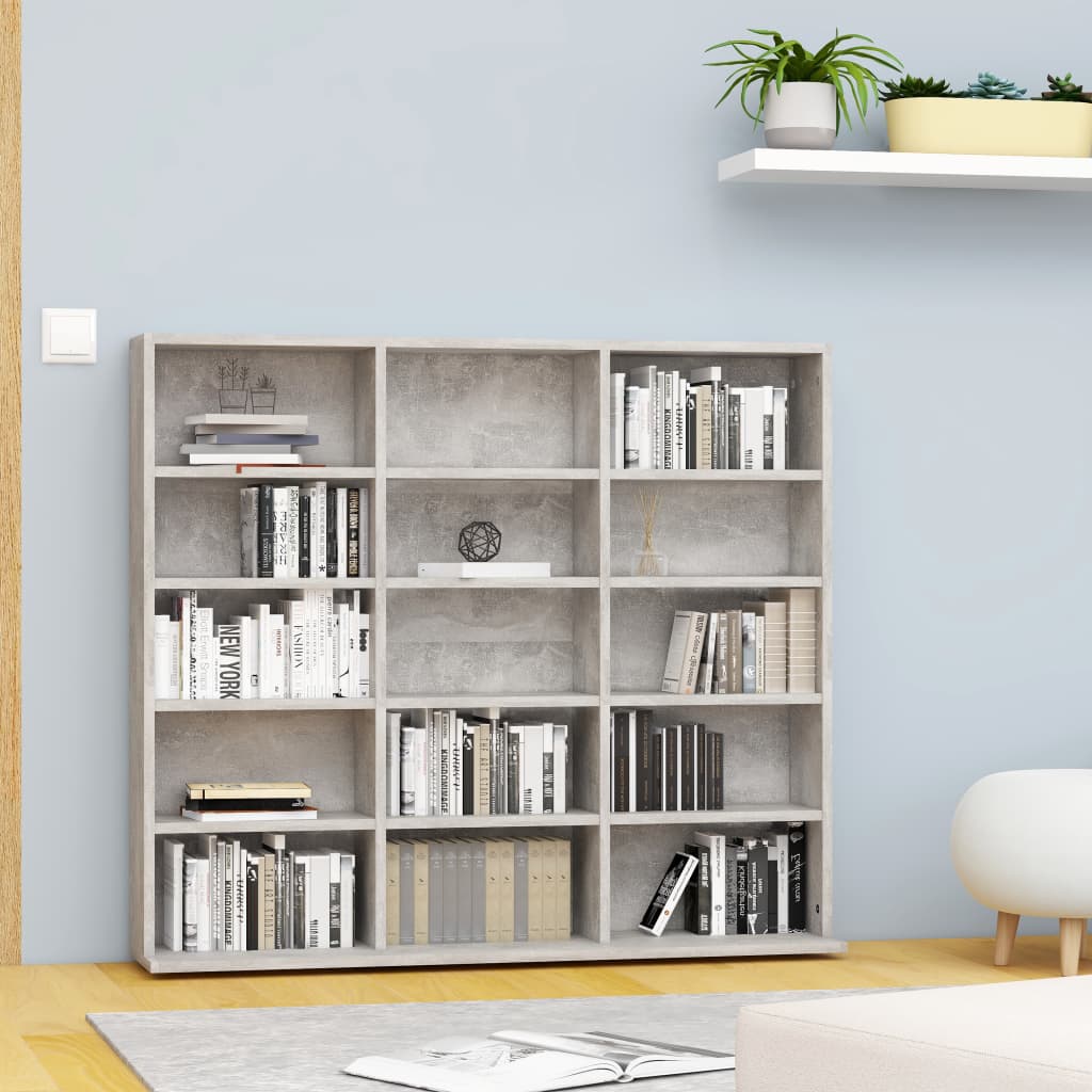 Betonszürke forgácslap cd-tartó szekrény 102 x 23 x 89,5 cm