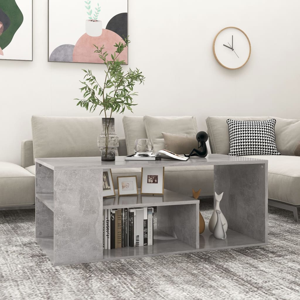 Betonszürke forgácslap dohányzóasztal 100 x 50 x 40 cm