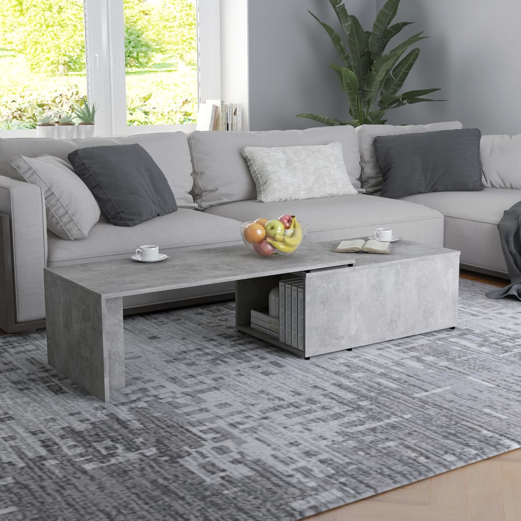 Betonszürke forgácslap dohányzóasztal 150 x 50 x 35 cm