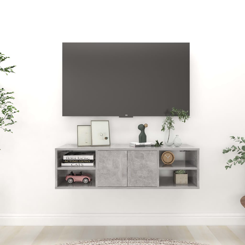 Betonszürke forgácslap fali polc 102 x 30 x 29 cm