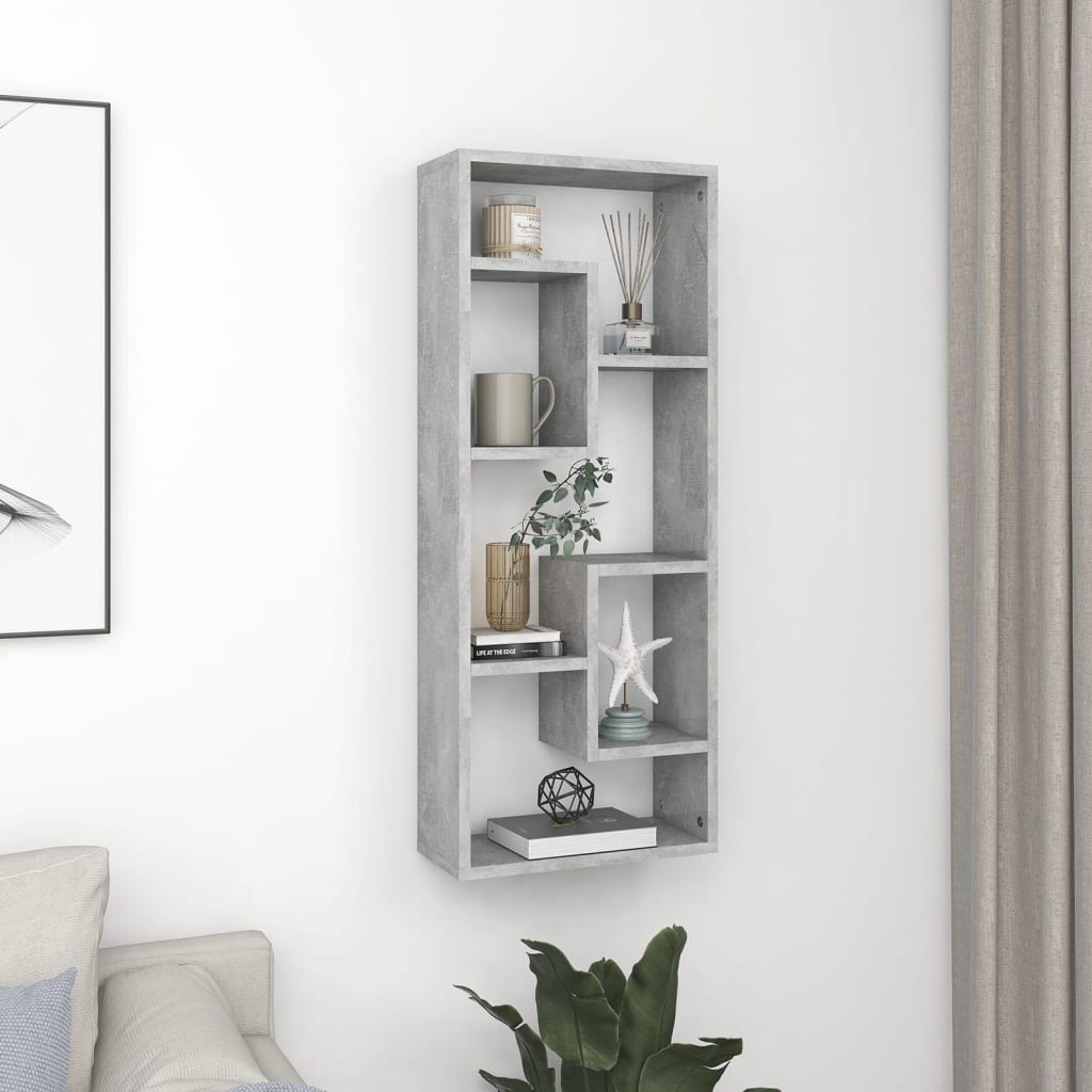 Betonszürke forgácslap fali polc 36 x 16 x 90 cm