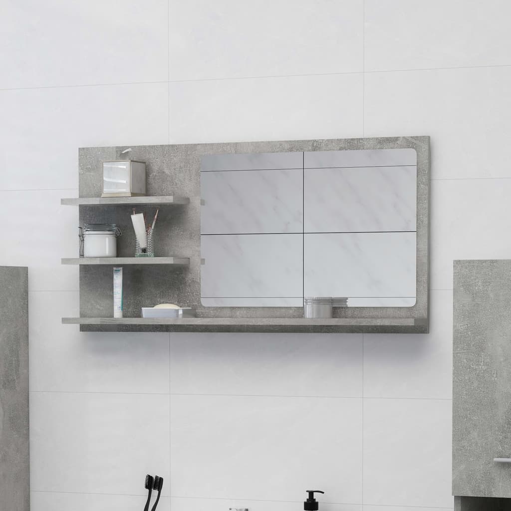 Betonszürke forgácslap fürdőszobai tükör 90 x 10,5 x 45 cm Betonszürke forgácslap fürdőszobai tükör 90 x 10,5 x 45 cm