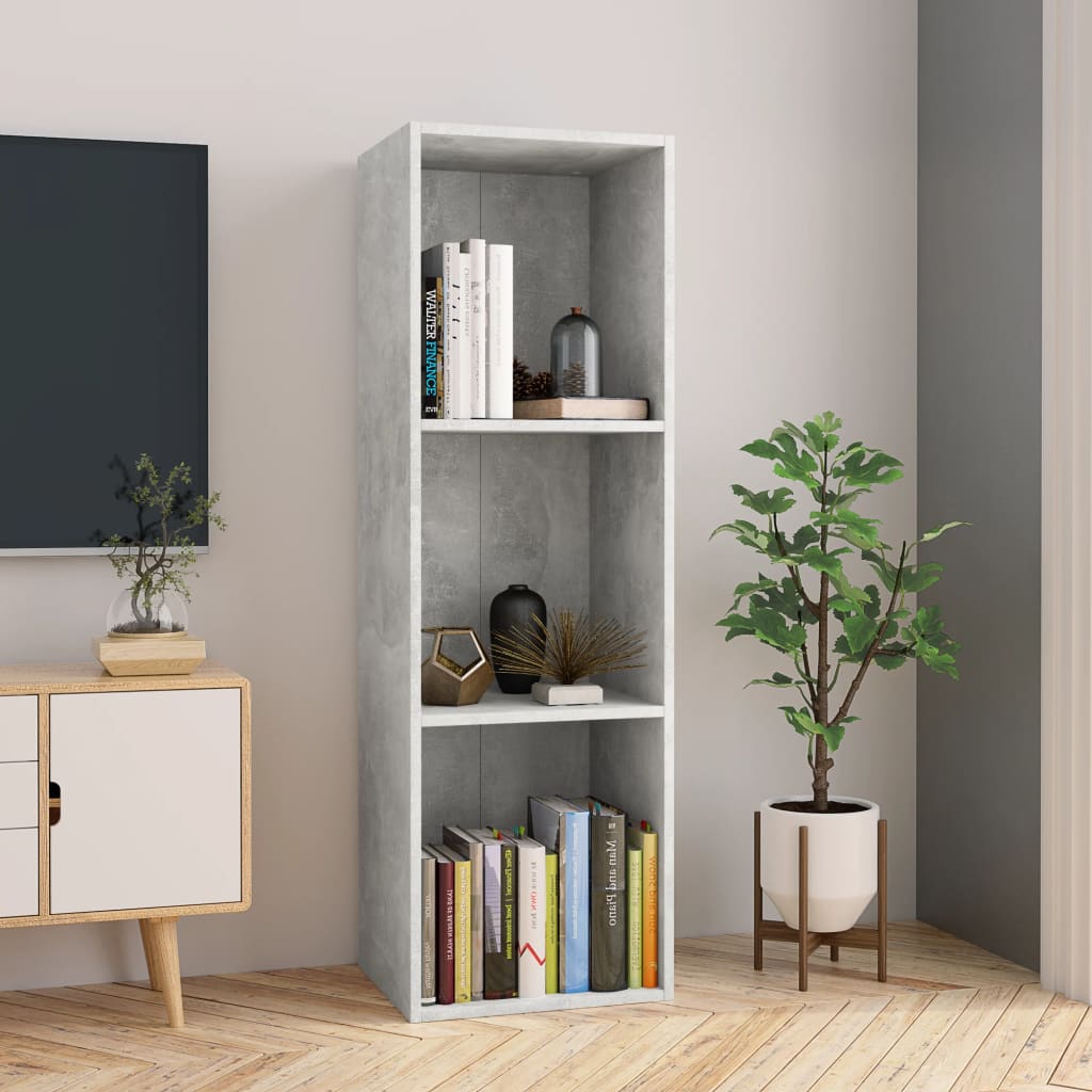 Betonszürke forgácslap könyv-/tv-szekrény 36 x 30 x 114 cm