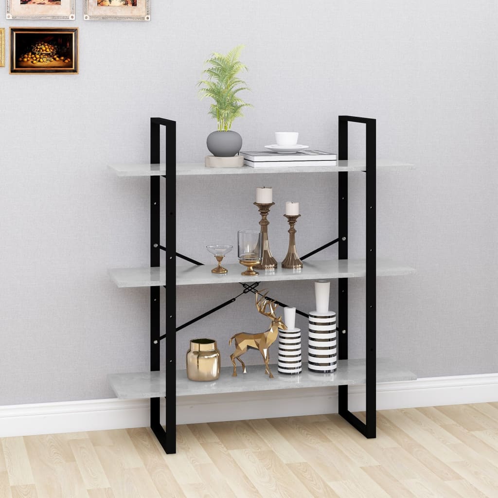 Betonszürke forgácslap könyvszekrény 100 x 30 x 105 cm