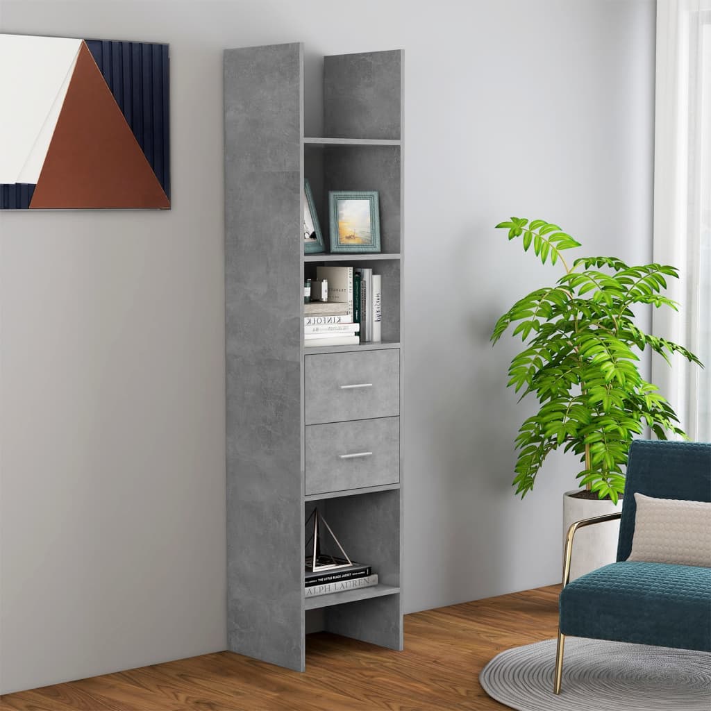 Betonszürke forgácslap könyvszekrény 40 x 35 x 180 cm
