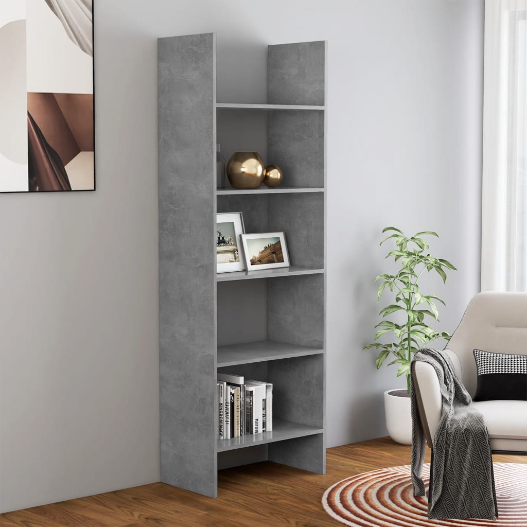 Betonszürke forgácslap könyvszekrény 60 x 35 x 180 cm