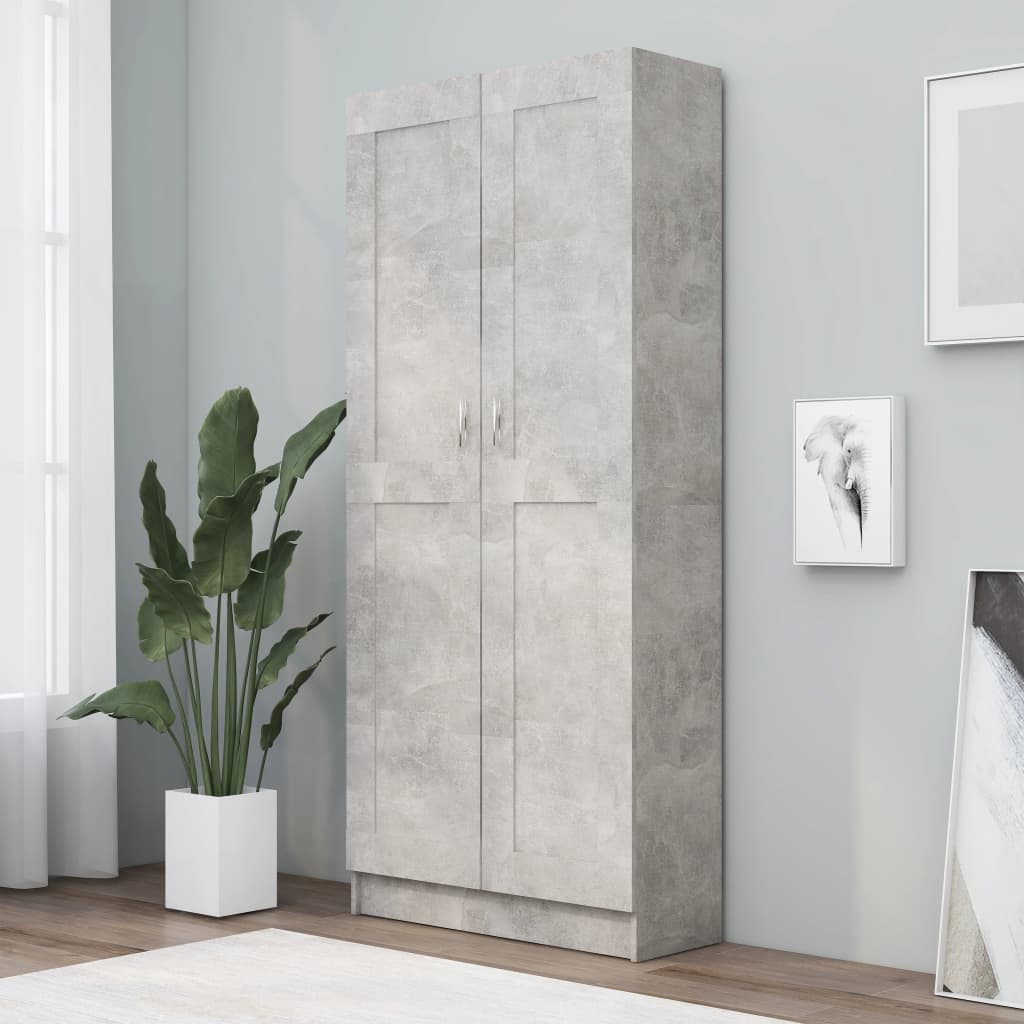Betonszürke forgácslap könyvszekrény 82,5 x 30,5 x 185,5 cm