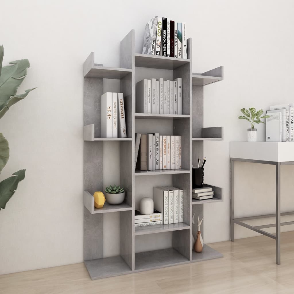 Betonszürke forgácslap könyvszekrény 86 x 25,5 x 140 cm