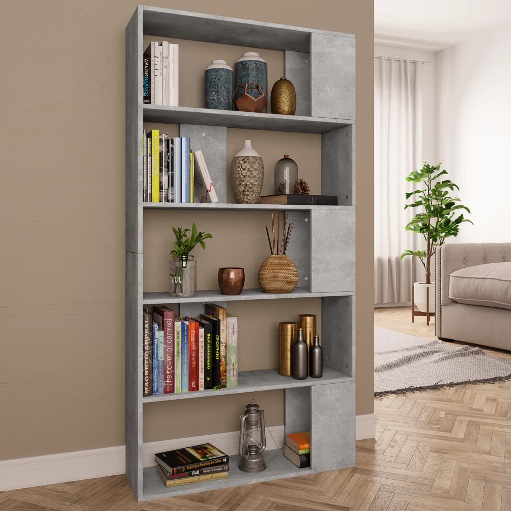 Betonszürke forgácslap könyvszekrény/térelválasztó 80x24x159 cm