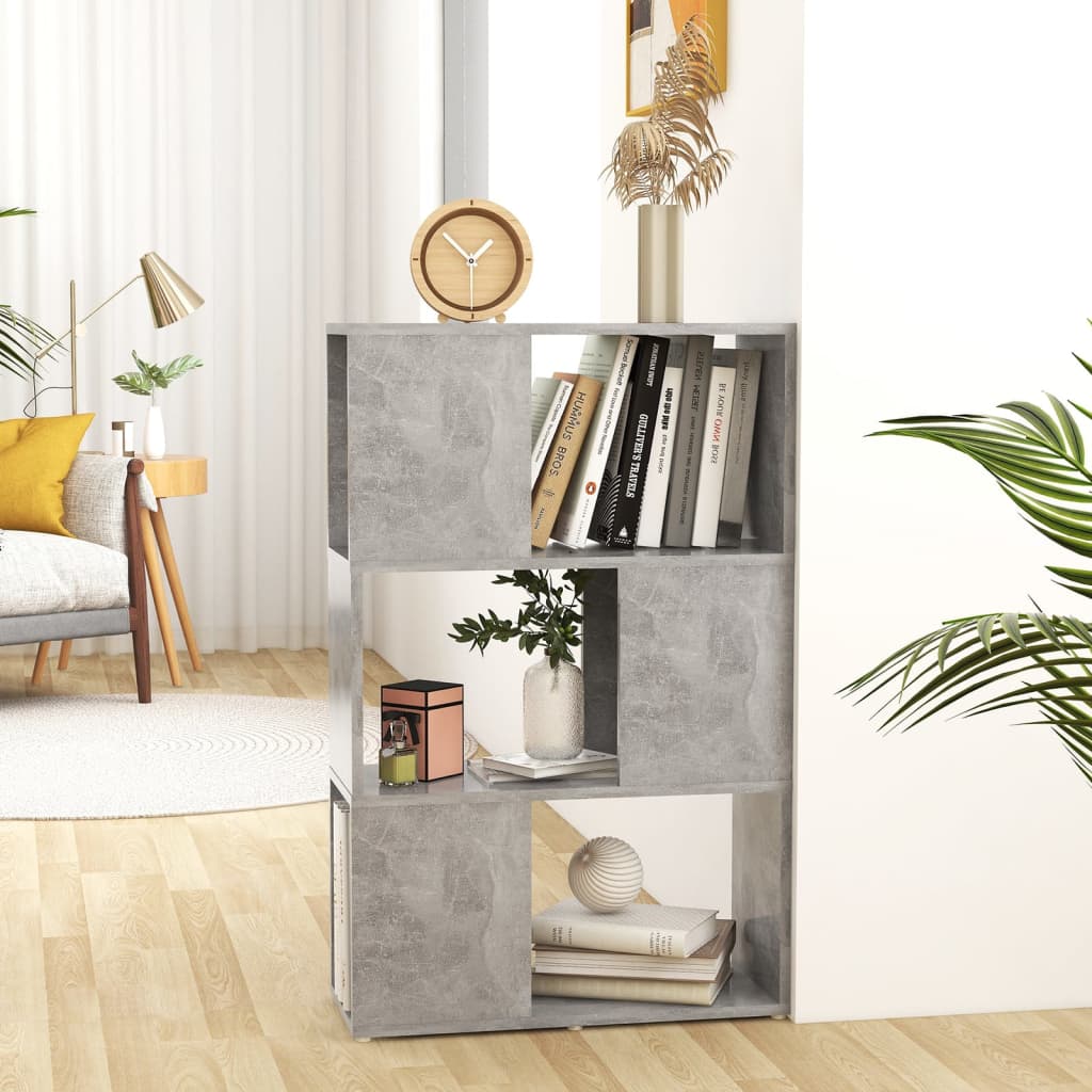 Betonszürke forgácslap térelválasztó könyvszekrény 60x24x94 cm