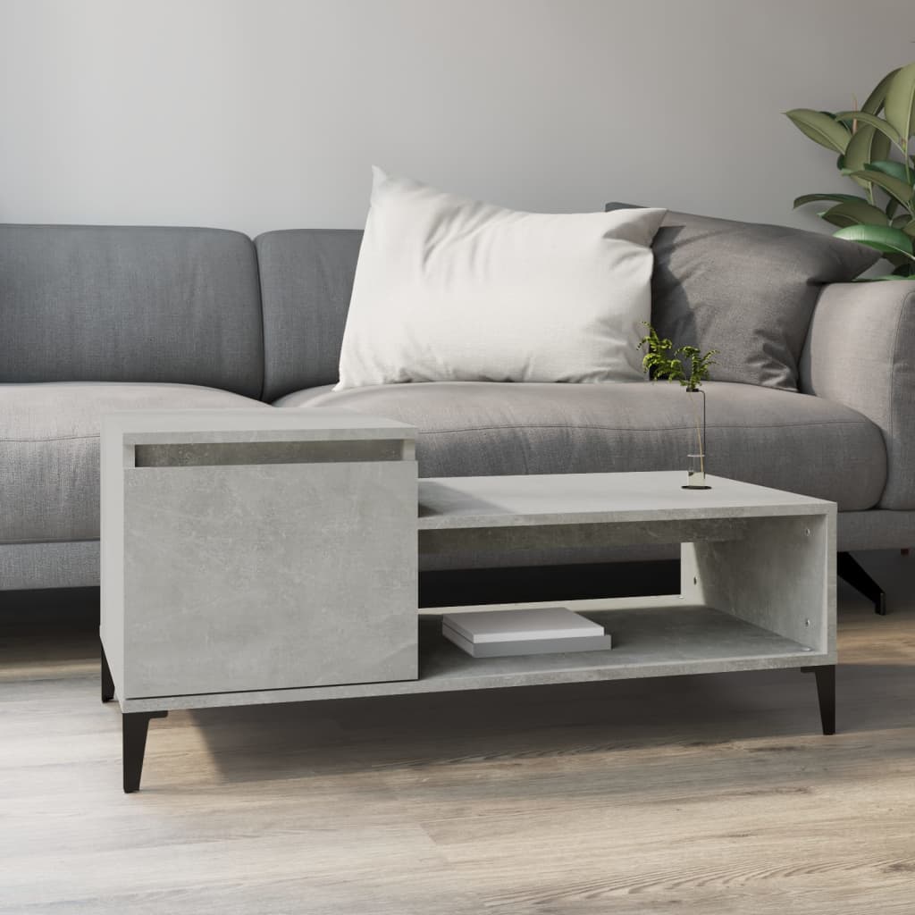 Betonszürke szerelt fa dohányzóasztal 100 x 50 x 45 cm