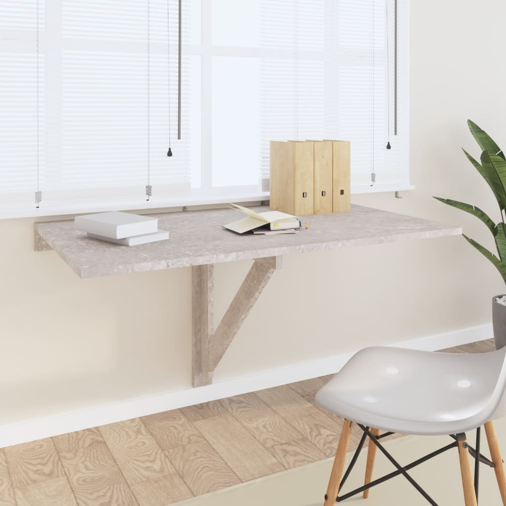 Betonszürke szerelt fa összecsukható fali asztal 100x60x56 cm Betonszürke szerelt fa összecsukható fali asztal 100x60x56 cm