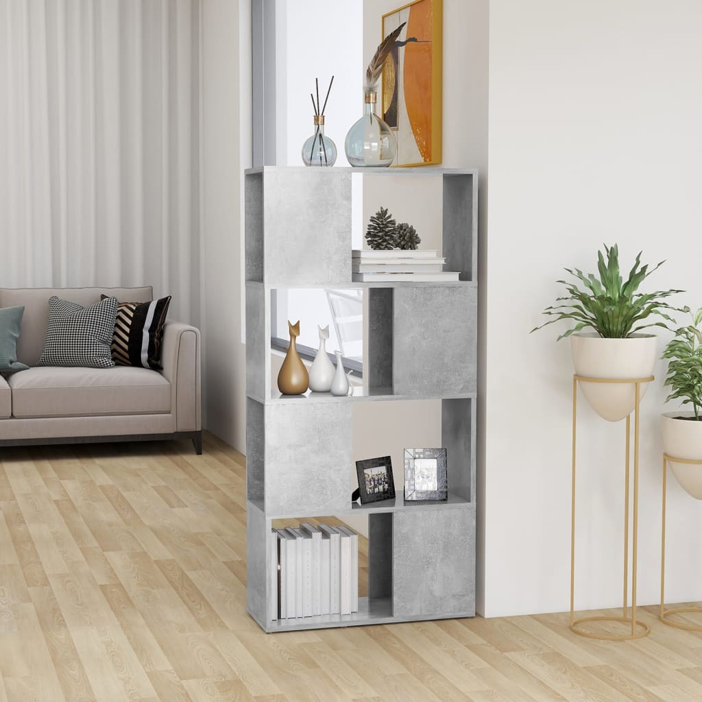 Betonszürke térelválasztó könyvszekrény 60 x 24 x 124,5 cm