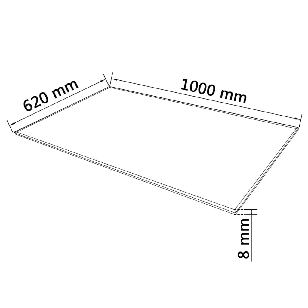 Edzett üveg asztallap téglalap alakú 1000 x 620 mm