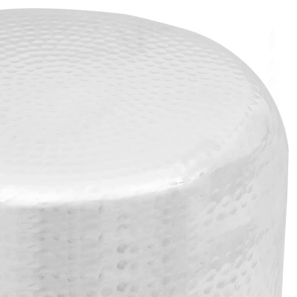 Ezüstszínű, kalapált alumínium ülőke/kisasztal