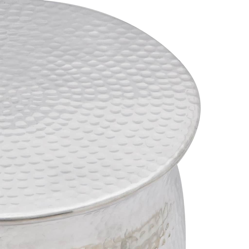 Ezüstszínű, kalapált alumínium ülőke/kisasztal