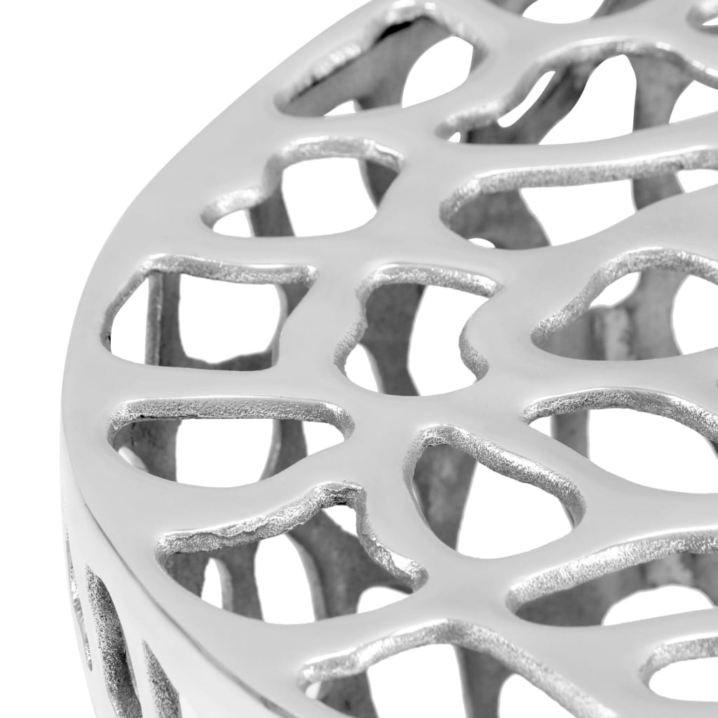 Ezüstszínű öntött alumínium dohányzóasztal 70 x 30 cm