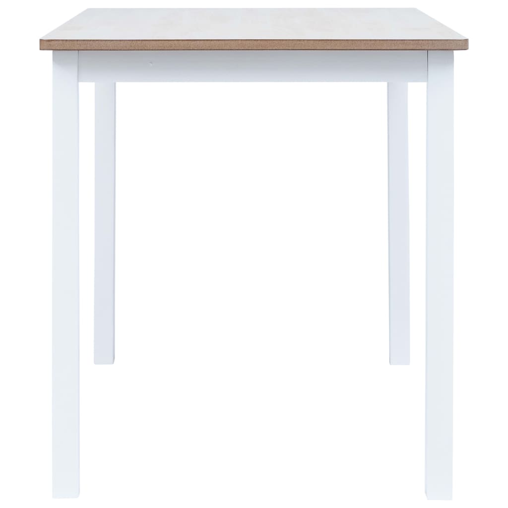 Fehér és barna tömör gumifa étkezőasztal 114 x 71 x 75 cm Fehér és barna tömör gumifa étkezőasztal 114 x 71 x 75 cm