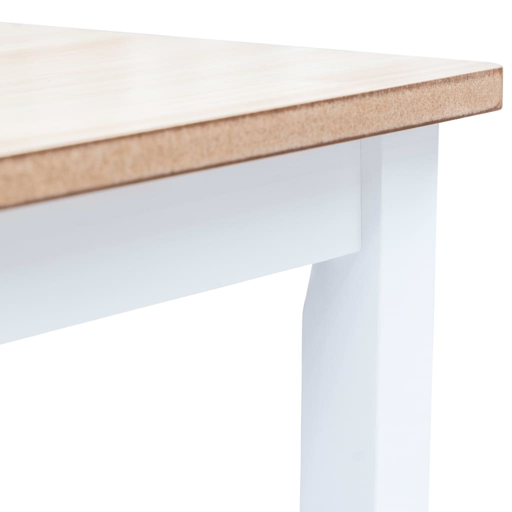 Fehér és barna tömör gumifa étkezőasztal 114 x 71 x 75 cm Fehér és barna tömör gumifa étkezőasztal 114 x 71 x 75 cm