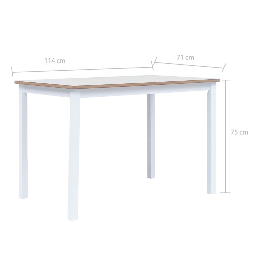 Fehér és barna tömör gumifa étkezőasztal 114 x 71 x 75 cm Fehér és barna tömör gumifa étkezőasztal 114 x 71 x 75 cm