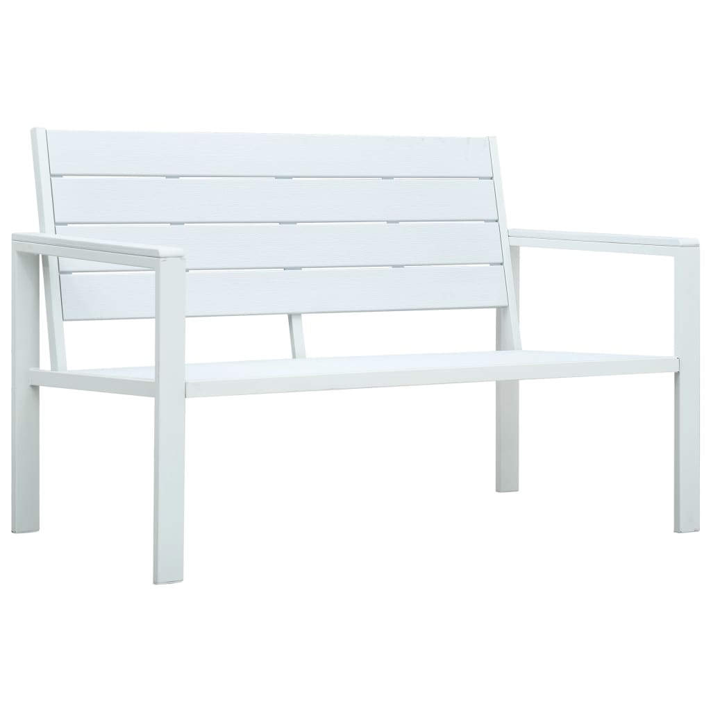 Fehér fautánzatú hdpe kerti pad 120 cm