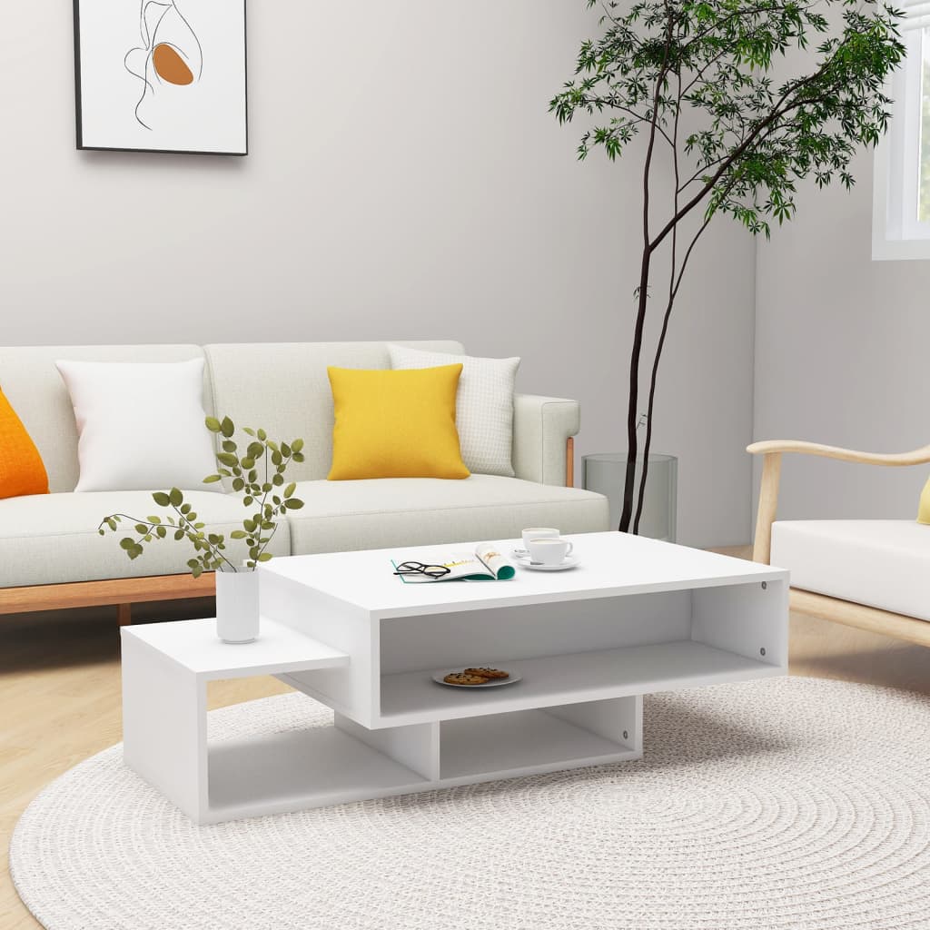 Fehér forgácslap dohányzóasztal 105 x 55 x 32 cm