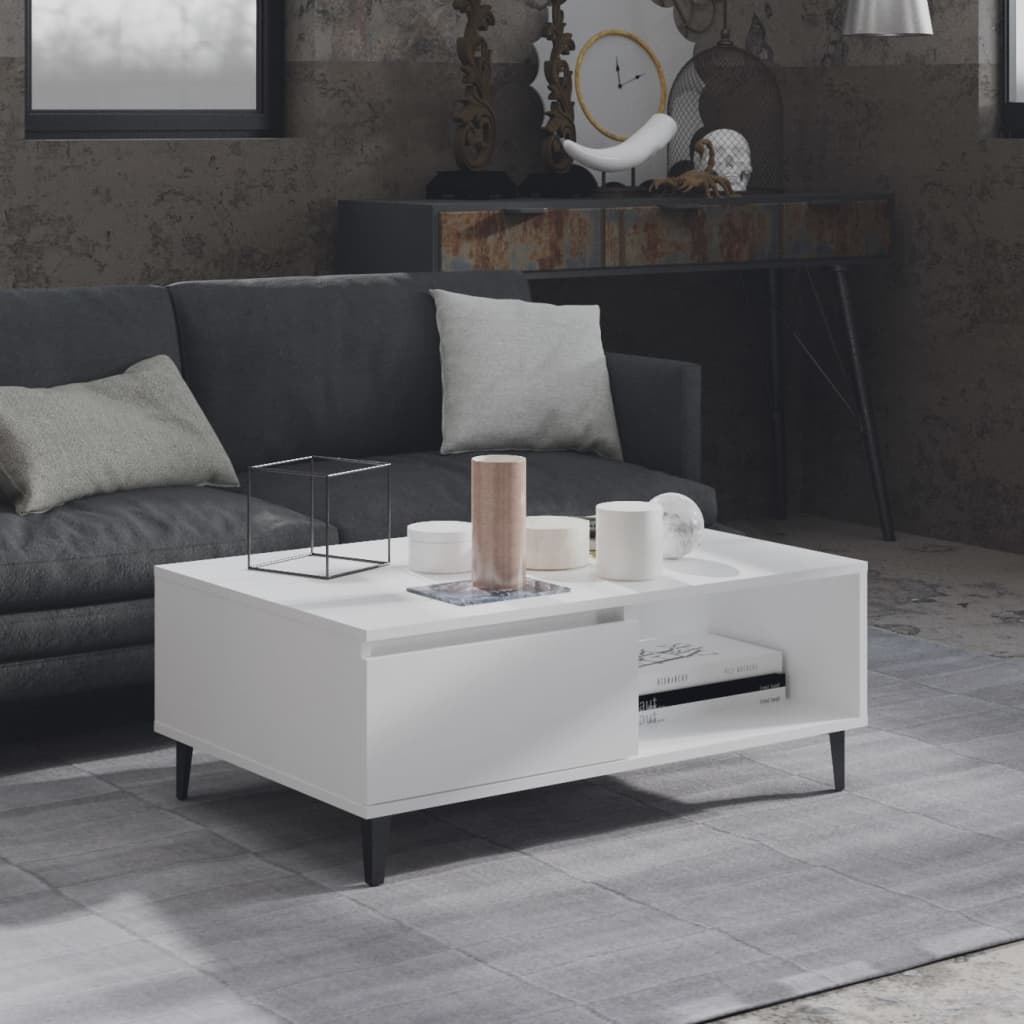 Fehér forgácslap dohányzóasztal 90 x 60 x 35 cm