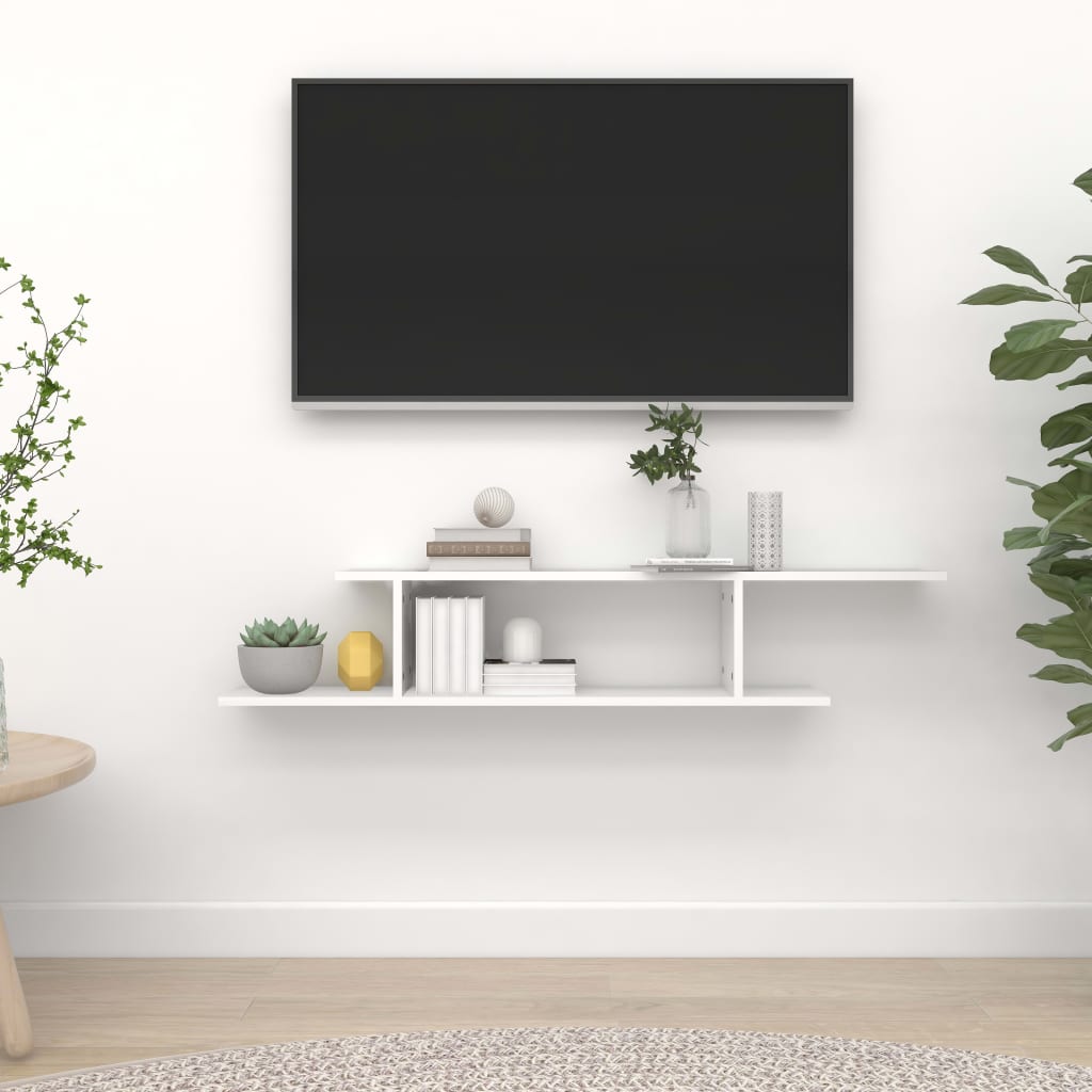 Fehér forgácslap fali tv-polc 125 x 18 x 23 cm
