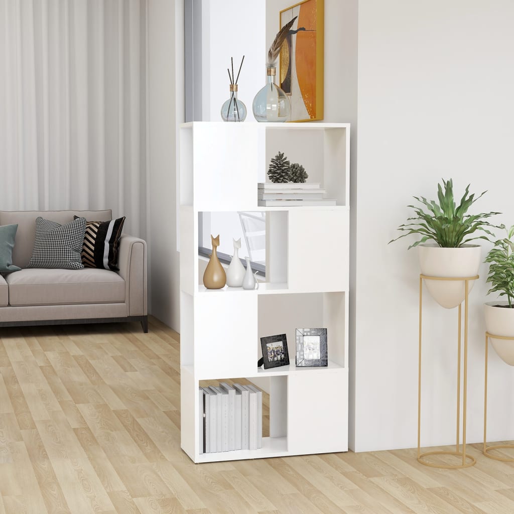 Fehér forgácslap térelválasztó könyvszekrény 60 x 24 x 124,5 cm