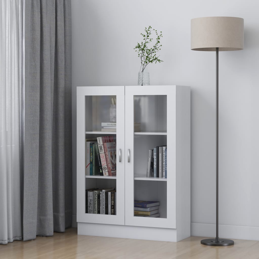 Fehér forgácslap vitrinszekrény 82,5 x 30,5 x 115 cm