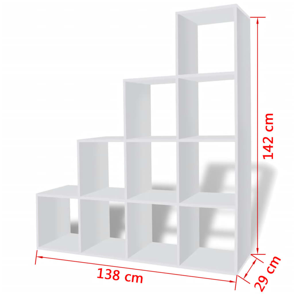 Fehér lépcsős polc 142 cm