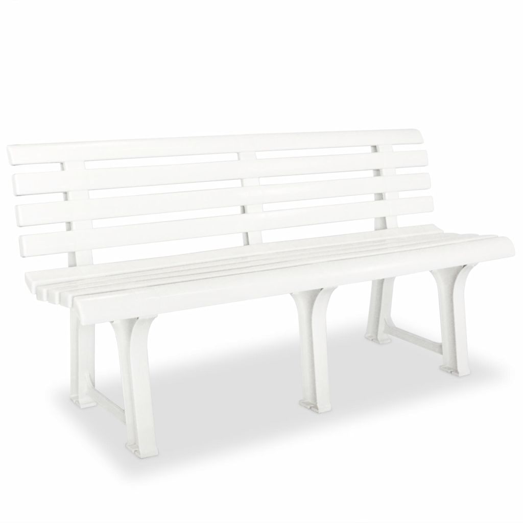 Fehér műanyag kerti pad 145,5 cm