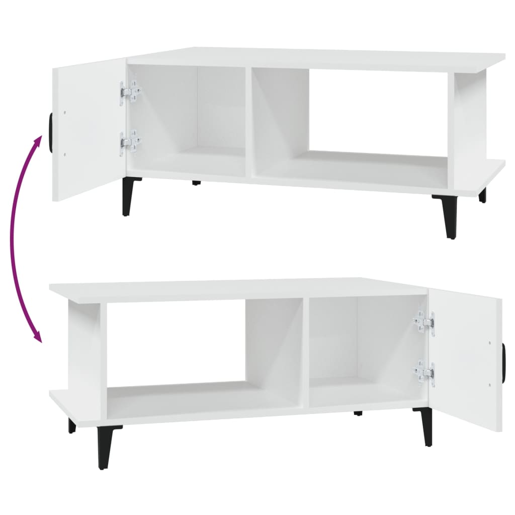 Fehér szerelt fa dohányzóasztal 90 x 50 x 40 cm