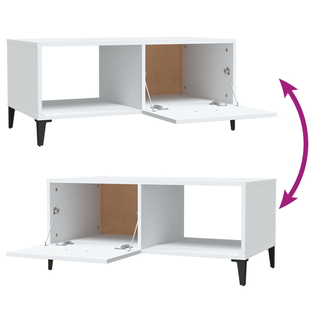 Fehér szerelt fa dohányzóasztal 90 x 50 x 40 cm